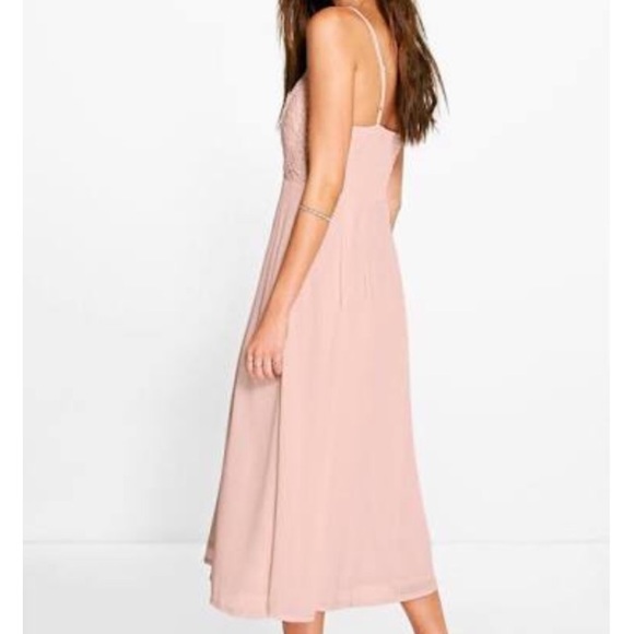 Crochet Lace Top Chiffon Midi Dress - Picture 2 of 2